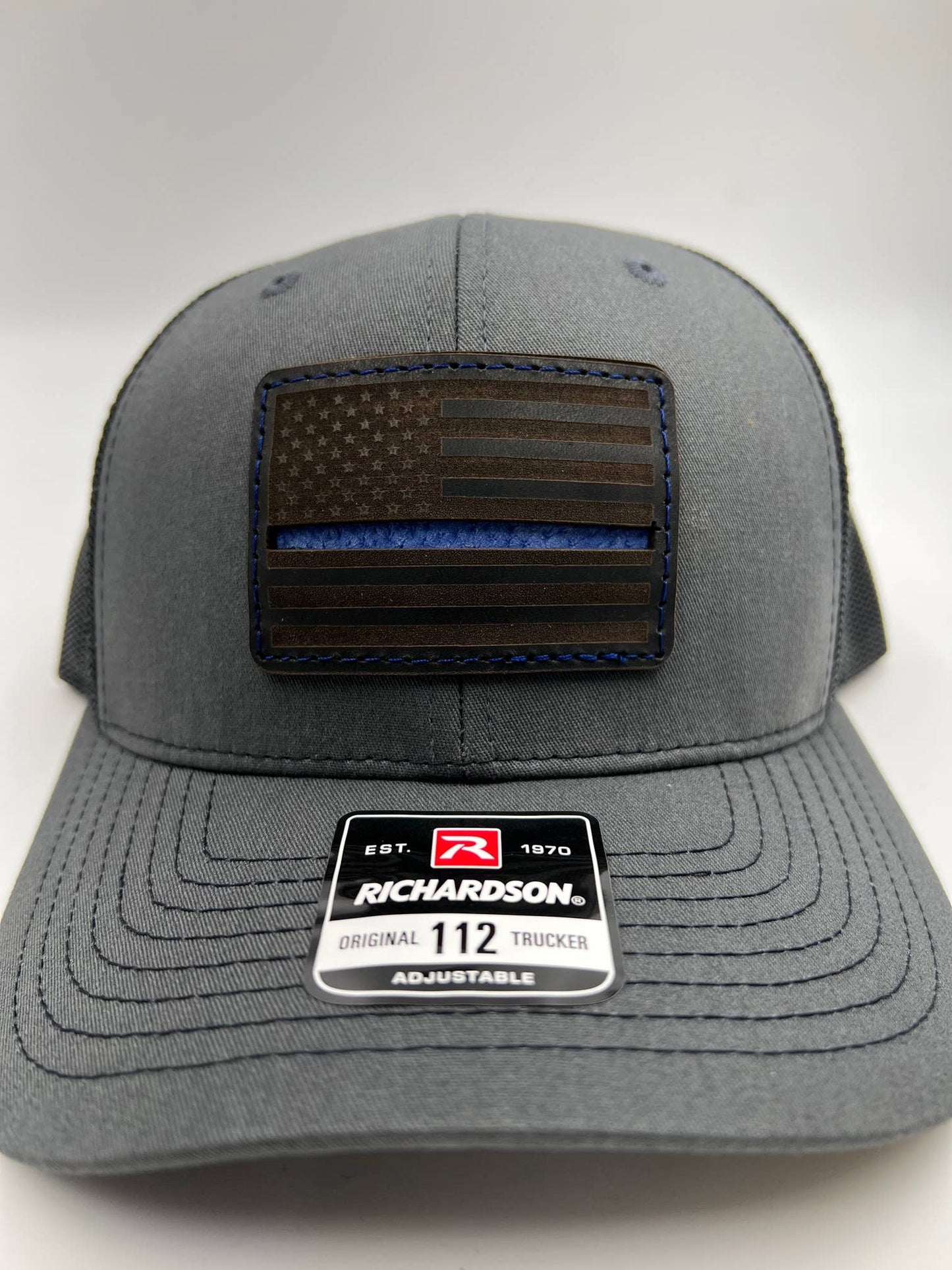 Thin Blue Line Leather Patch Hat