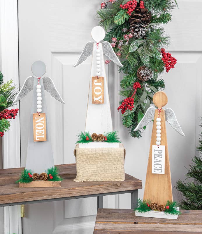 PEACE NOEL ANGEL TABLETOP 3 AST