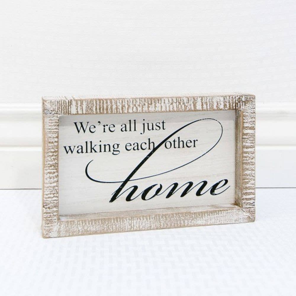 9x5.5x1.5 frmd sign (WLKNG HME) wh/bk