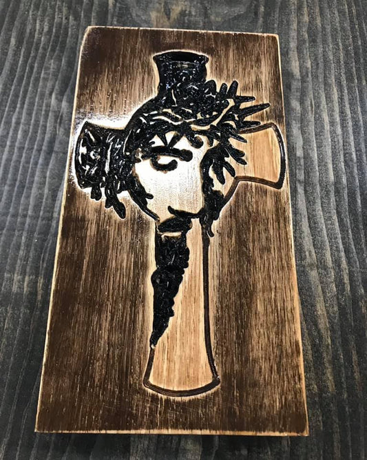 4x8 Crown of Thorns Carved Cross