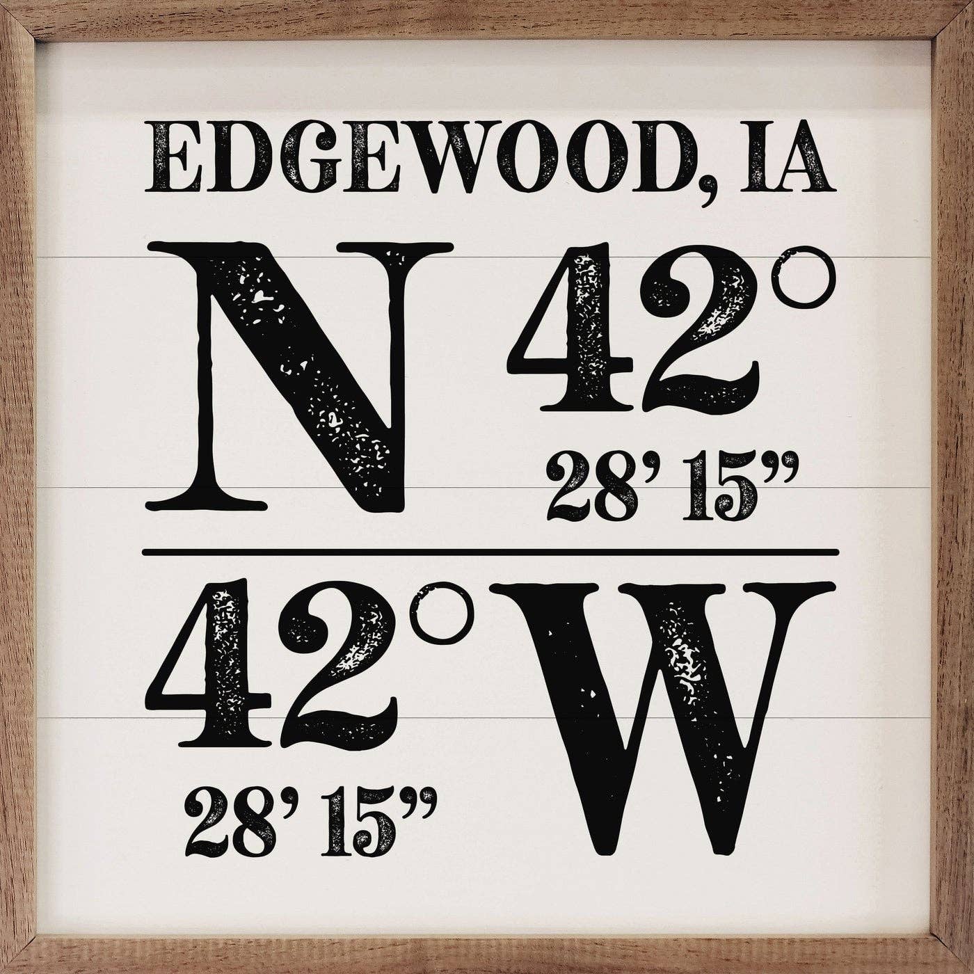 Personalized Rustic City State Coordinates White: 4 x 4 x 1