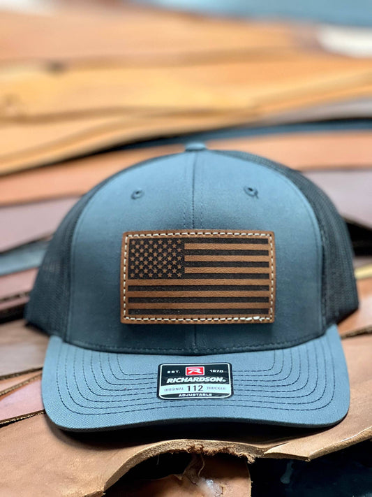 American Flag Leather Patch Hat