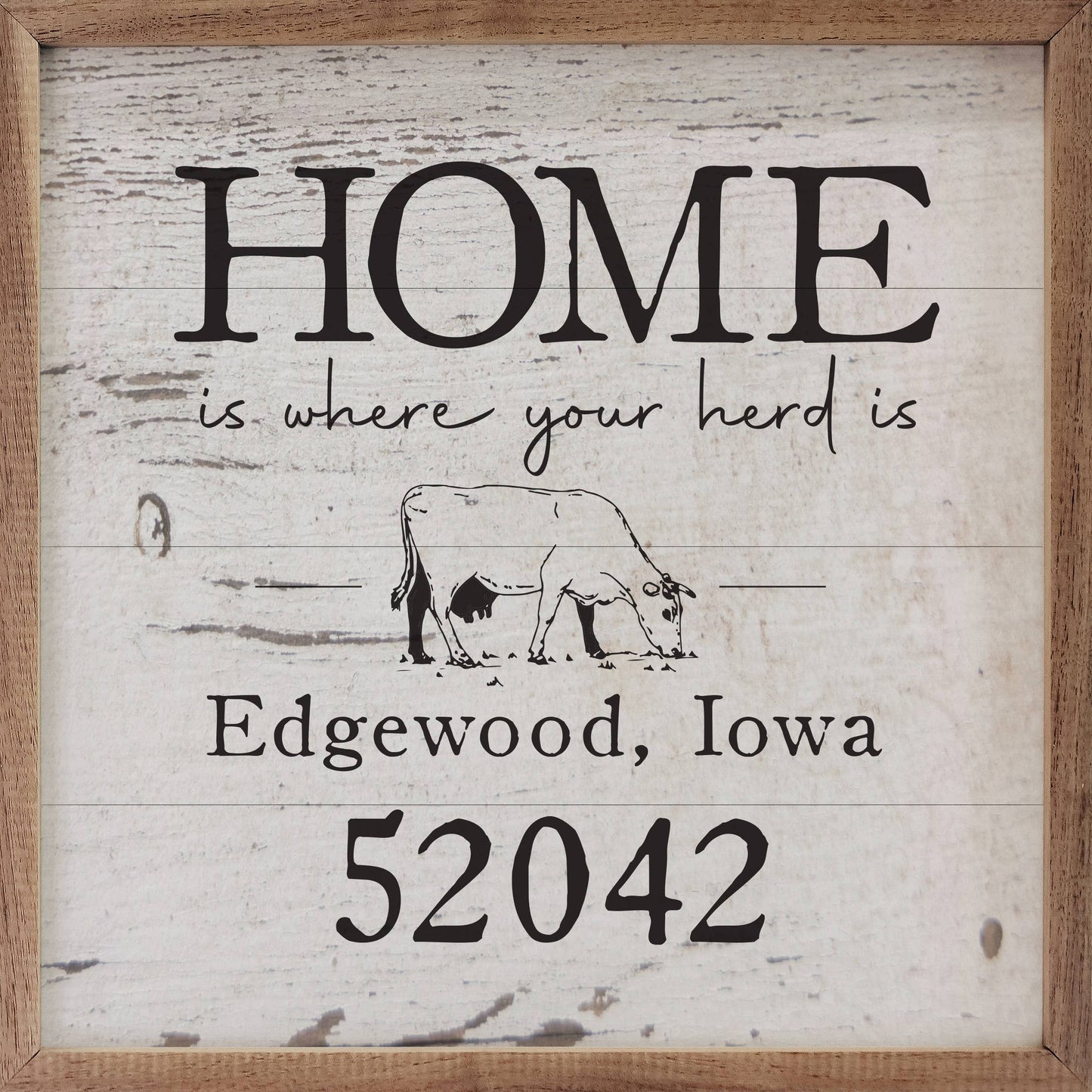 Personalized City State Zip Home Is Where White: 4 x 4 x 1