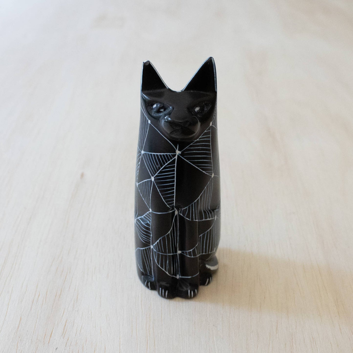 Etched Black Sitting Cat