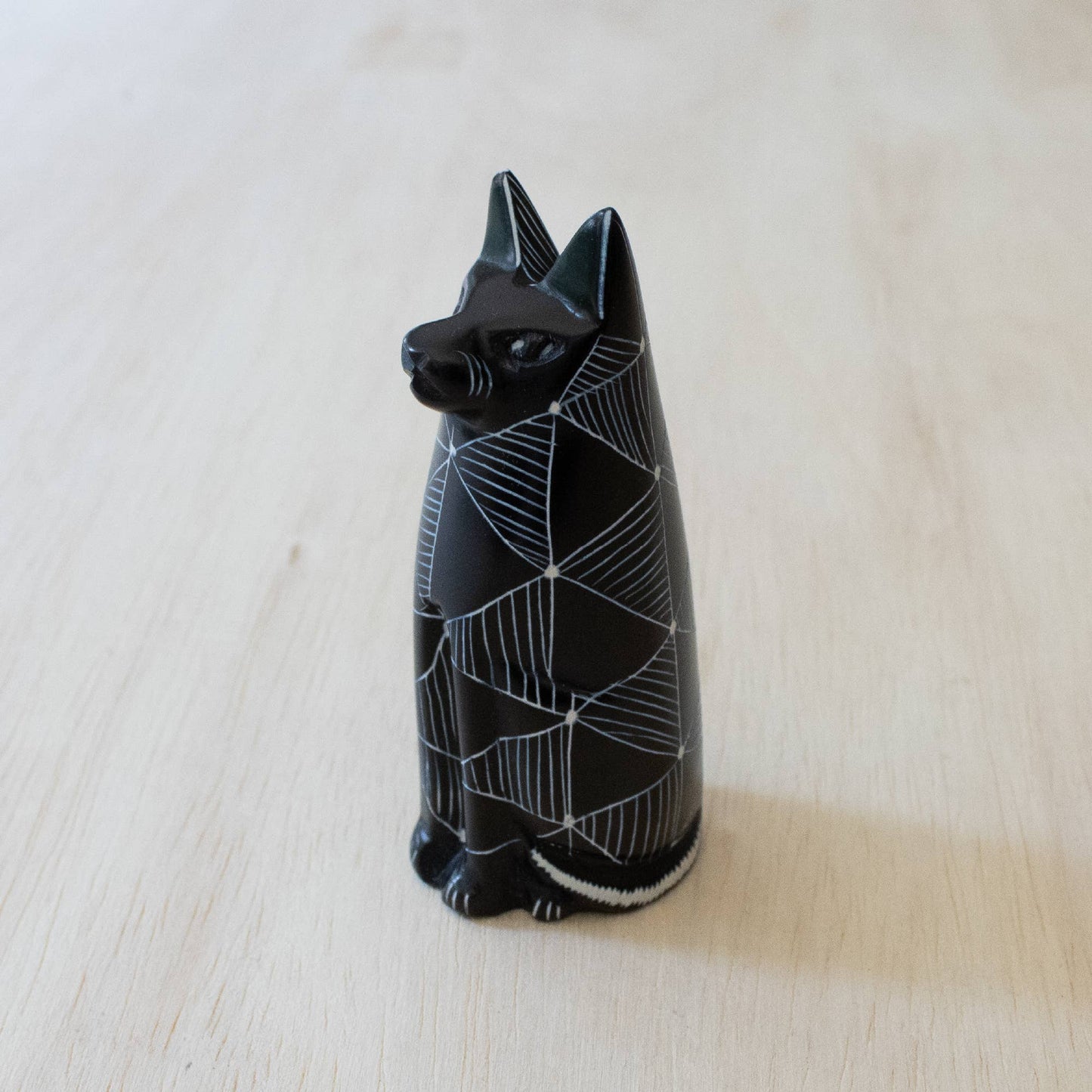 Etched Black Sitting Cat