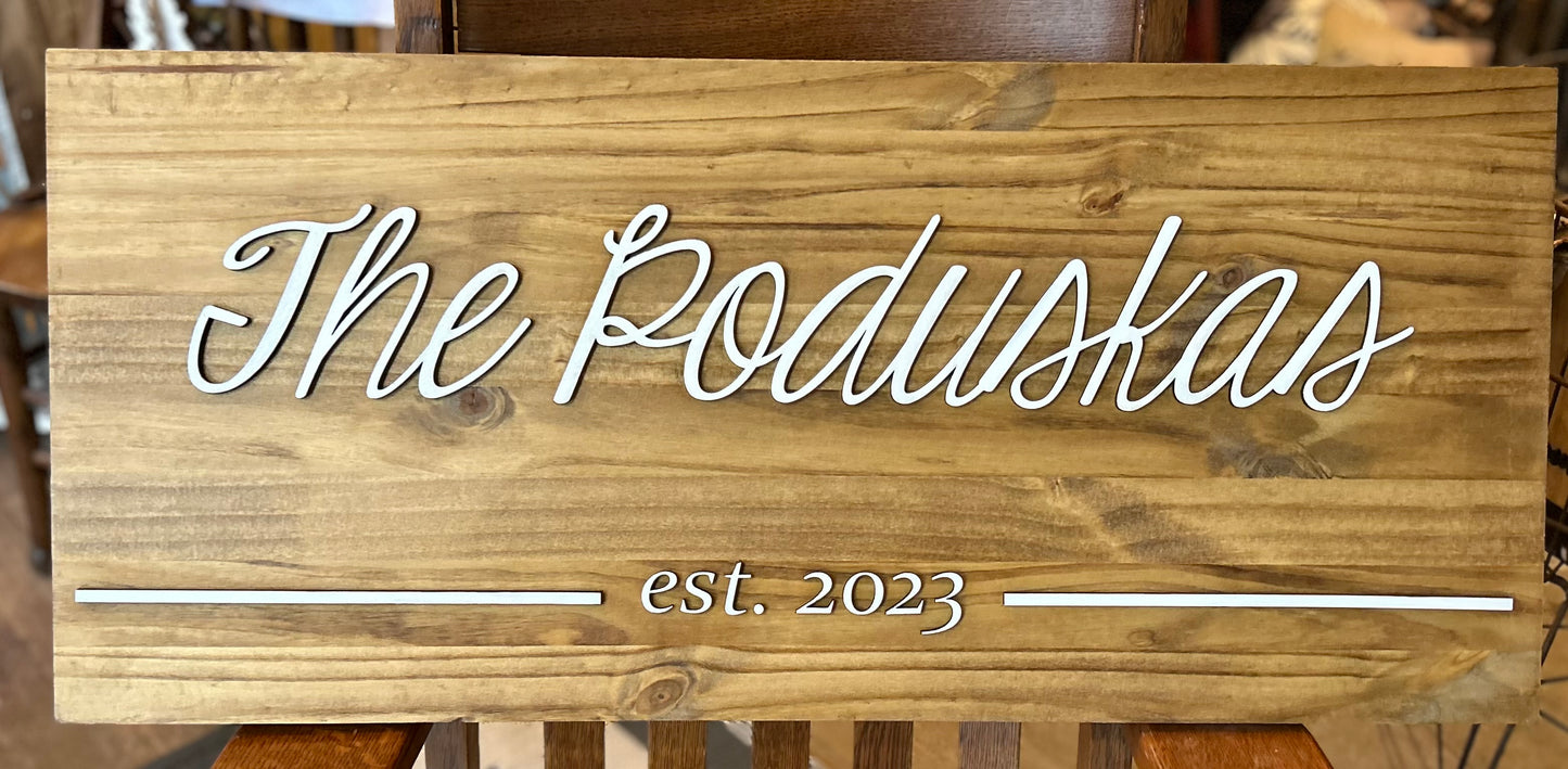 Rectangle Wedding/Last Name Sign