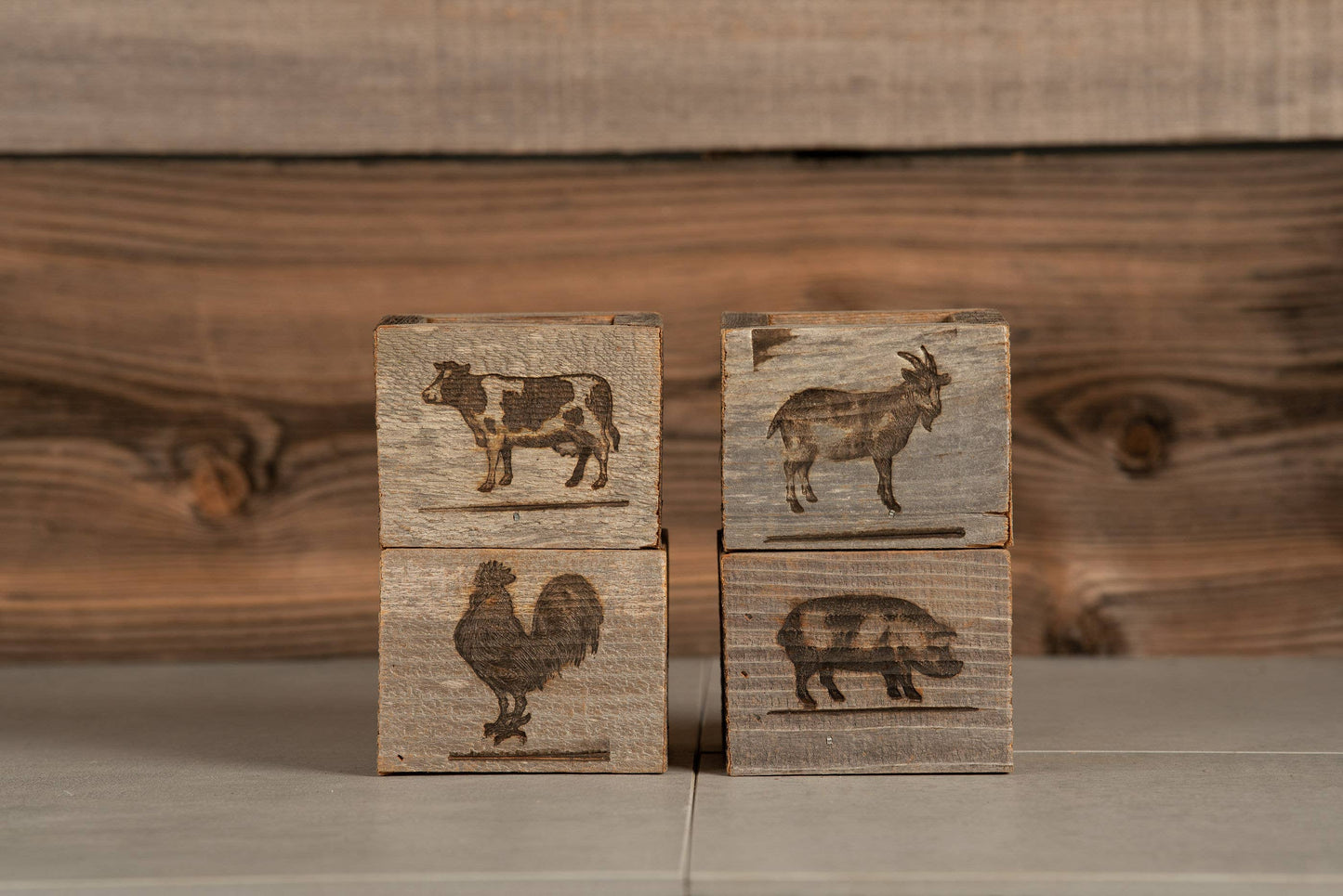 Reclaimed Wood Mini Farm Animal Planters / Favor Boxes