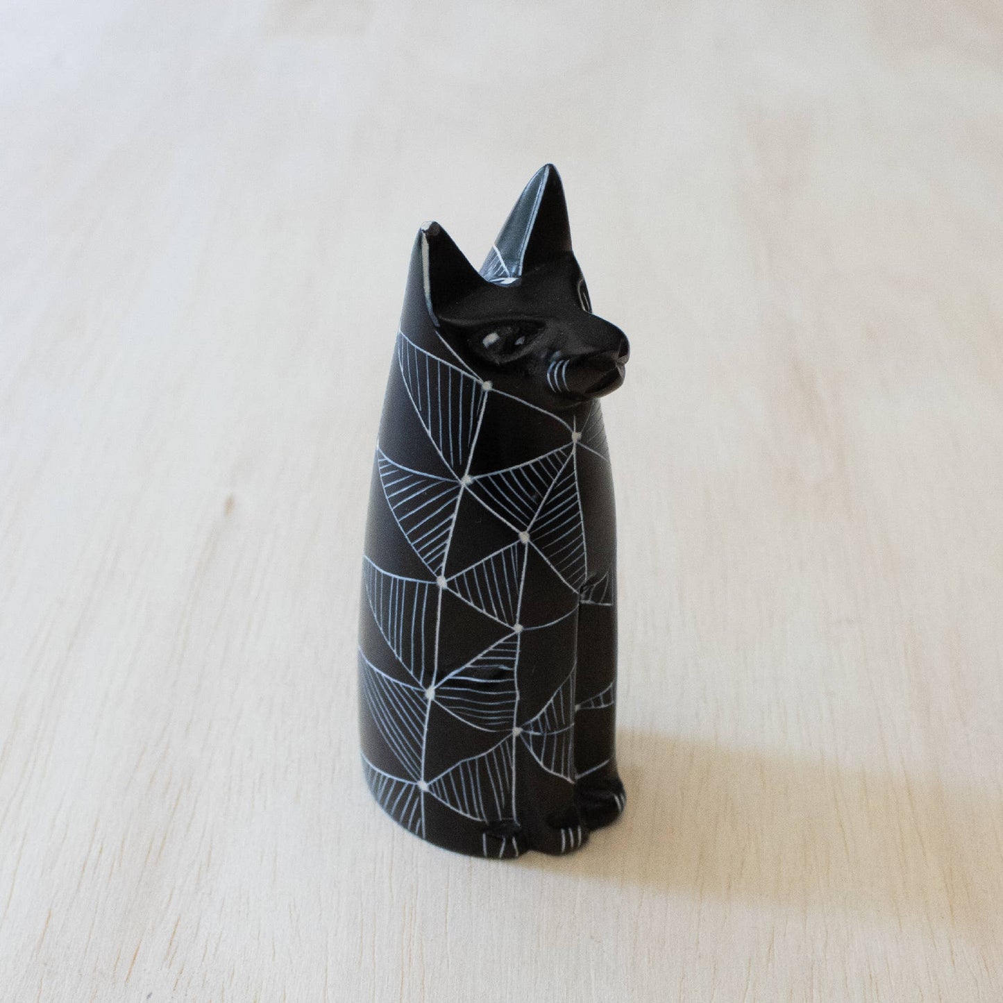 Etched Black Sitting Cat