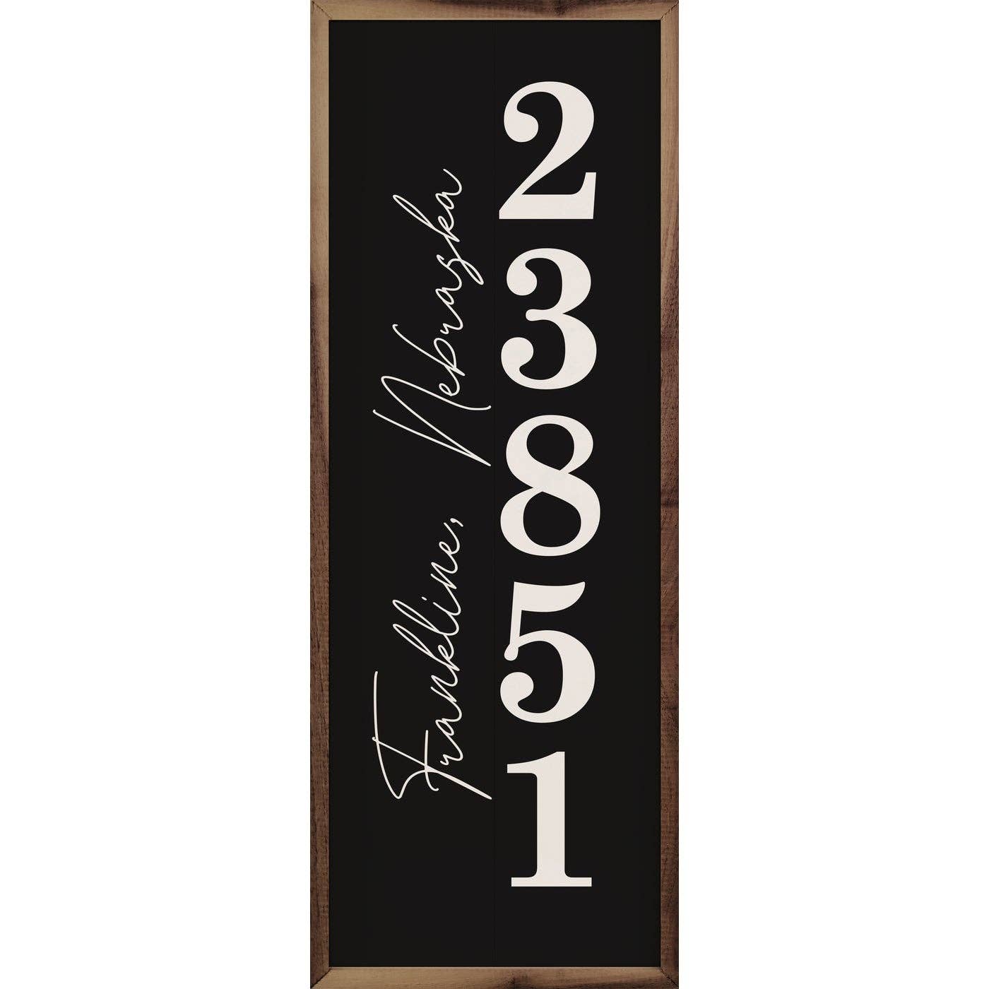 Personalized Zip City State Vertical Black: 4 x 12 x 1.5