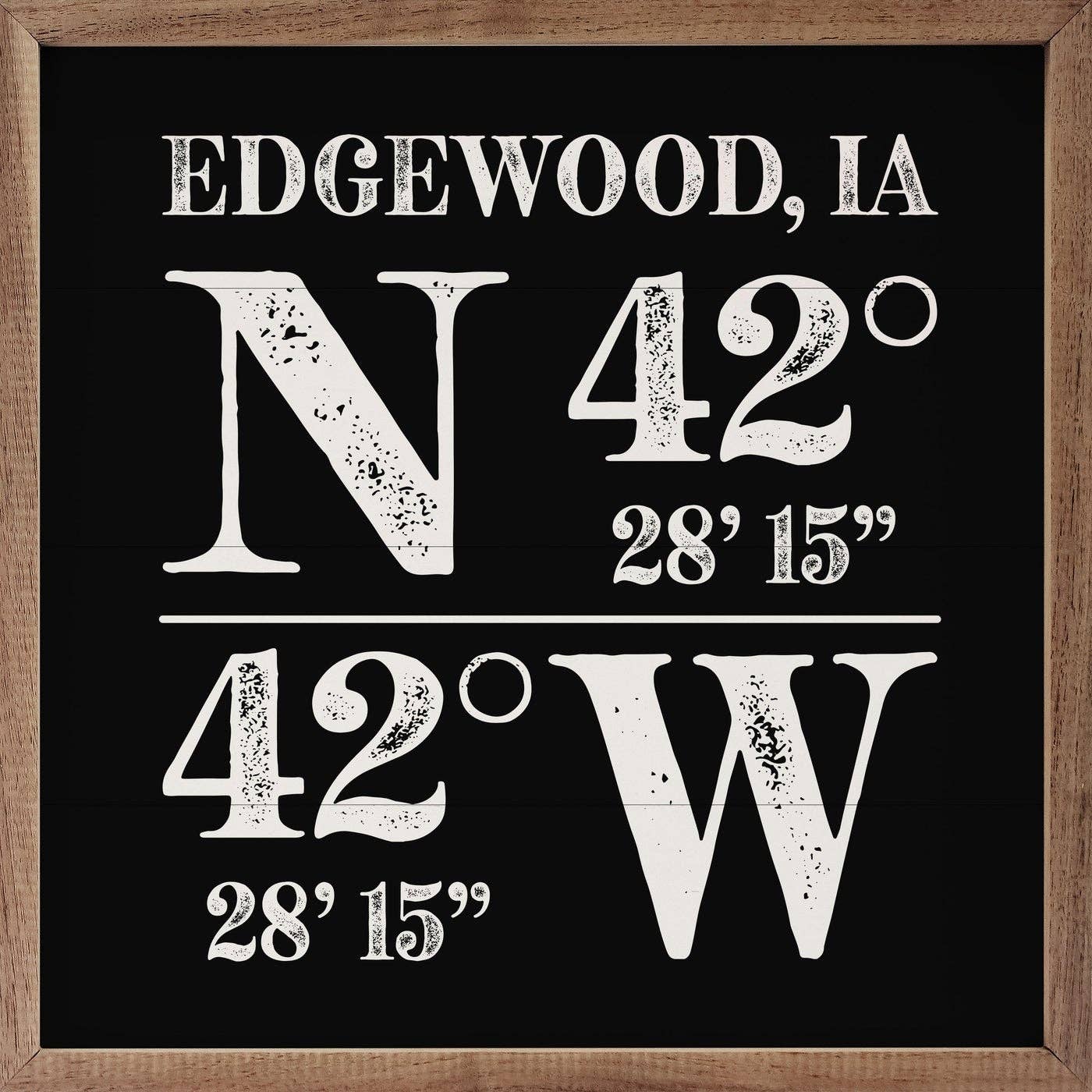 Personalized Rustic City State Coordinates Black: 4 x 4 x 1